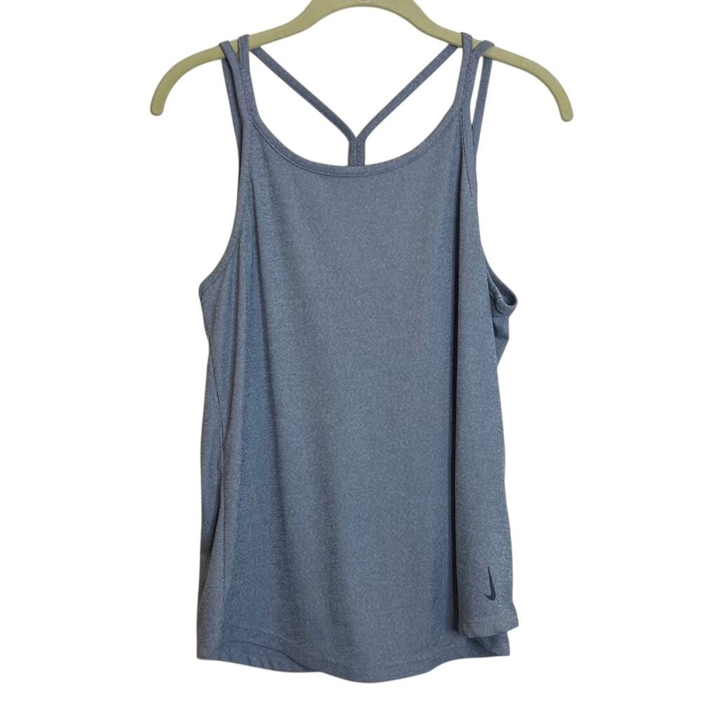 Nike Dri-FIT Womens Racerback Y Tank Top Size Medium Blue White